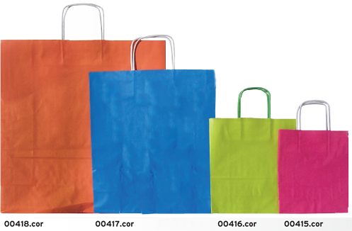 Clique para ampliar! - Sacos em papel, cores sortidas com asa torcida